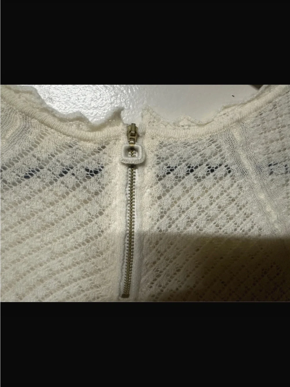 Anthropologie Moth Ivory 100% Wool Open Knit Lace Sweater XS